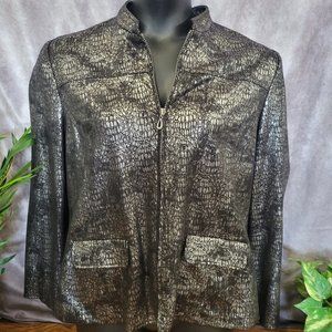 Elegant Black Crocodile Pattern Jacket